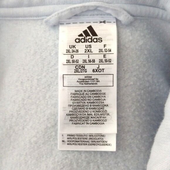 EUC Adidas Men Light Blue Full Zip Two Pocket Fleece Jacket XXL 2XL - Picture 10 of 10